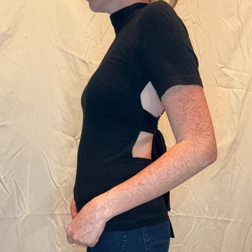 MORGANE LE FAY NWOT SZ SM TIE OPEN BACK BLACK ORGANIC TSHIRT ELEVATED BASICS